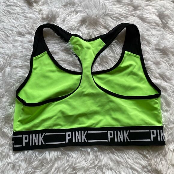 Victoria’s Secret PINK Sports Bra Neon Green Black Small - Picture 3 of 3